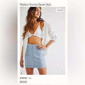 Free people denim mini skirt. Worn once! Size 2.